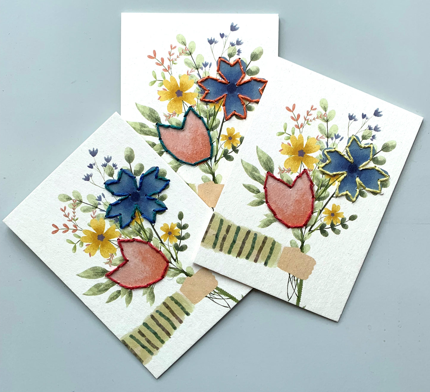 Prickeln und Sticken "Blumen" Karte gestalten 3 Ergänzungsets