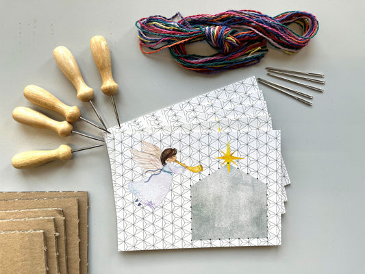 Prick-Stick Set für 5 Personen: Karten gestalten "Engel"