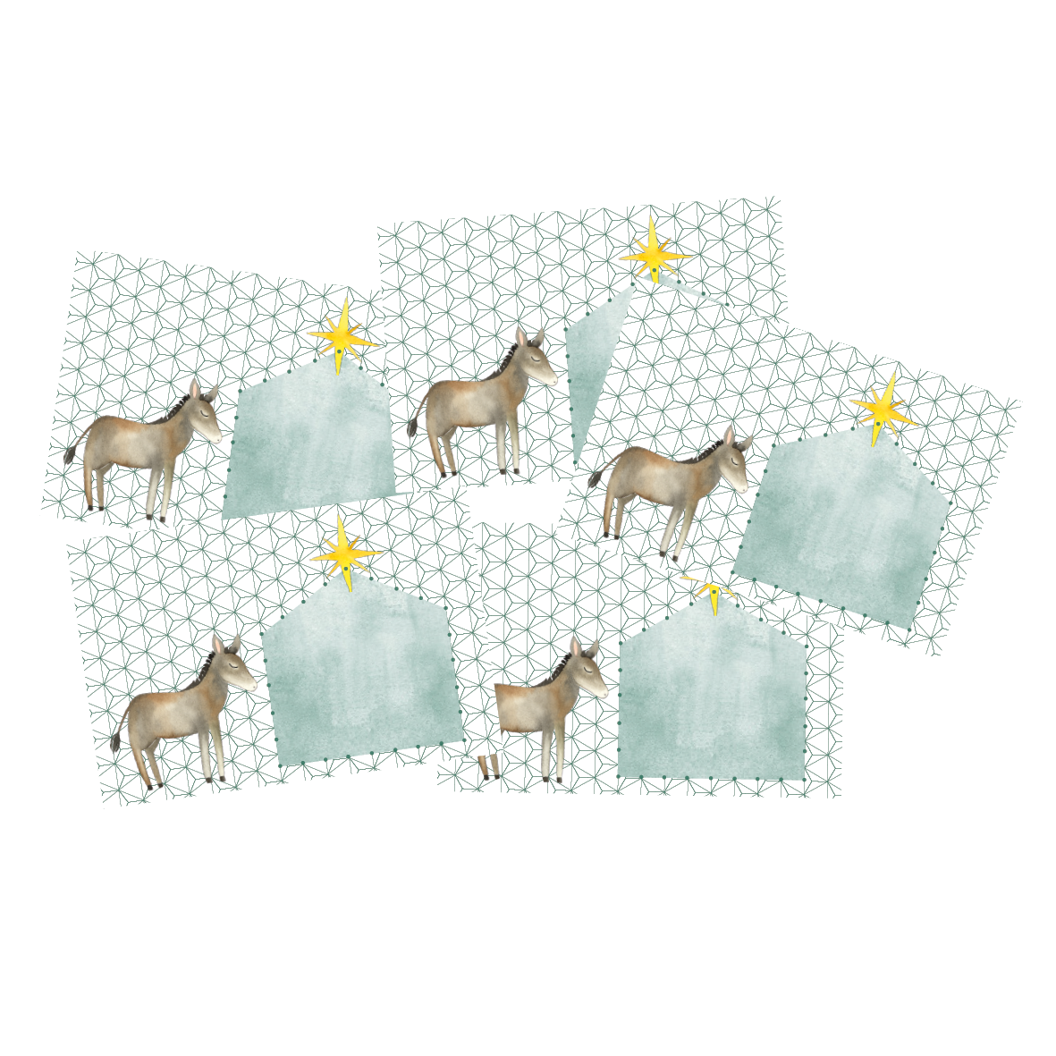 Designkarten-Set 'Esel' 5 Stück