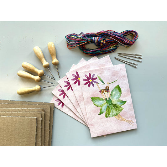 Prick-Stick Set für 5 Personen: Karten gestalten "Fee rosa"