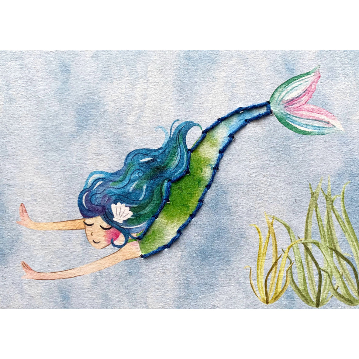 Prick-Stick Set für 5 Personen: Karten gestalten "Meerjungfrau"