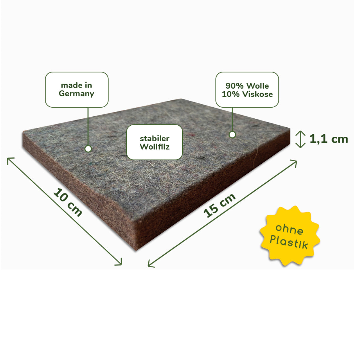 10 Stück plastikfreier Wollfilz und Prickelnadel