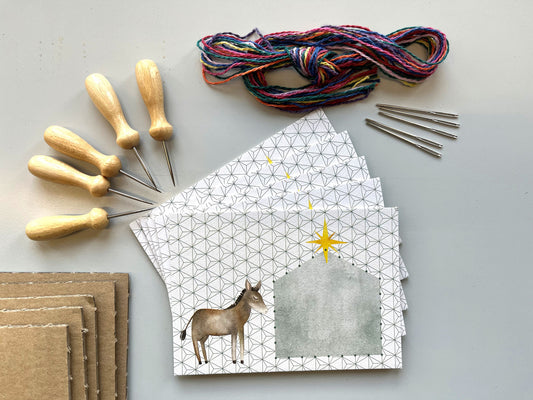 Prick-Stick Set für 5 Personen: Karten gestalten "Esel"