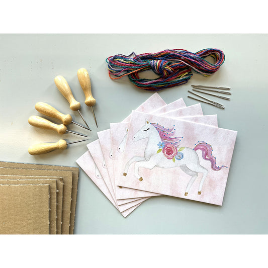 Prick-Stick Set für 5 Personen: Karten gestalten "Pferd"