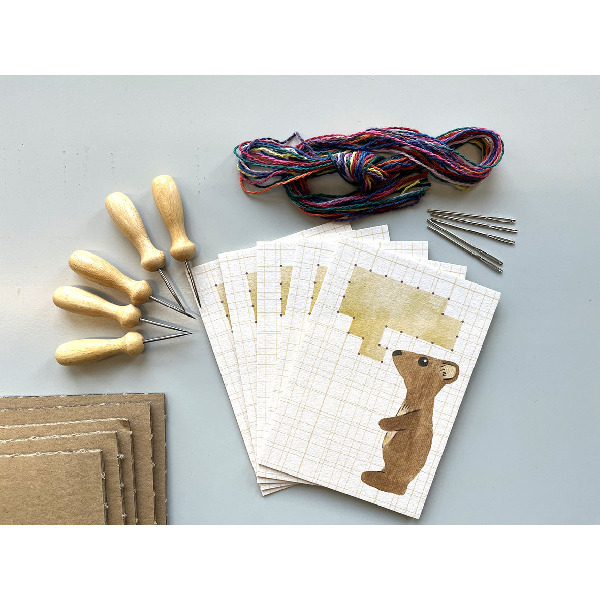 Prick-Stick Set für 5 Personen: Karten gestalten "Bär"