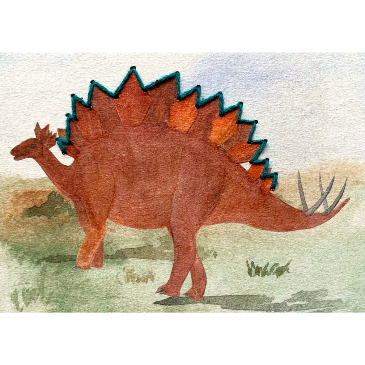 Prick-Stick Set für 5 Personen: Karten gestalten "Dinos rot"