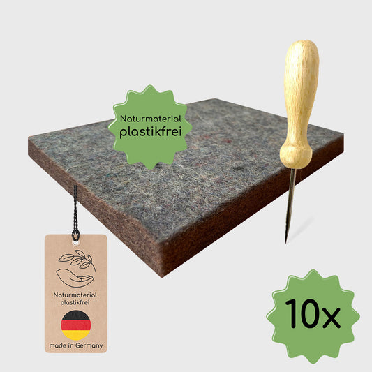 10er Set: 10 plastikfreie Wollfilze und 10 Prickelnadeln