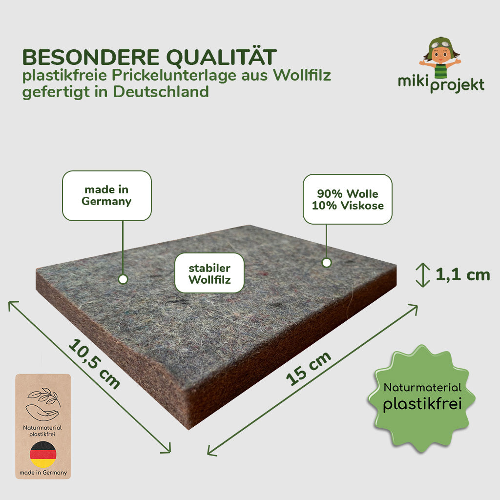 1 plastikfreier Wollfilz und 1 Prickelnadel