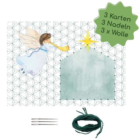 Prickeln und Sticken "Engel" Weihnachtskarten gestalten 3 Ergänzungsets