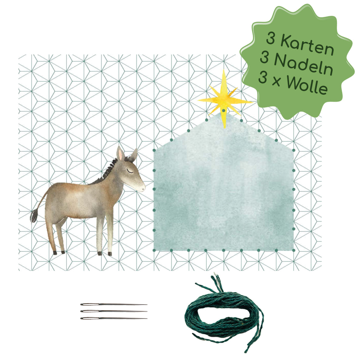 Prickeln und Sticken "Esel" Weihnachtskarten gestalten 3 Ergänzungssets