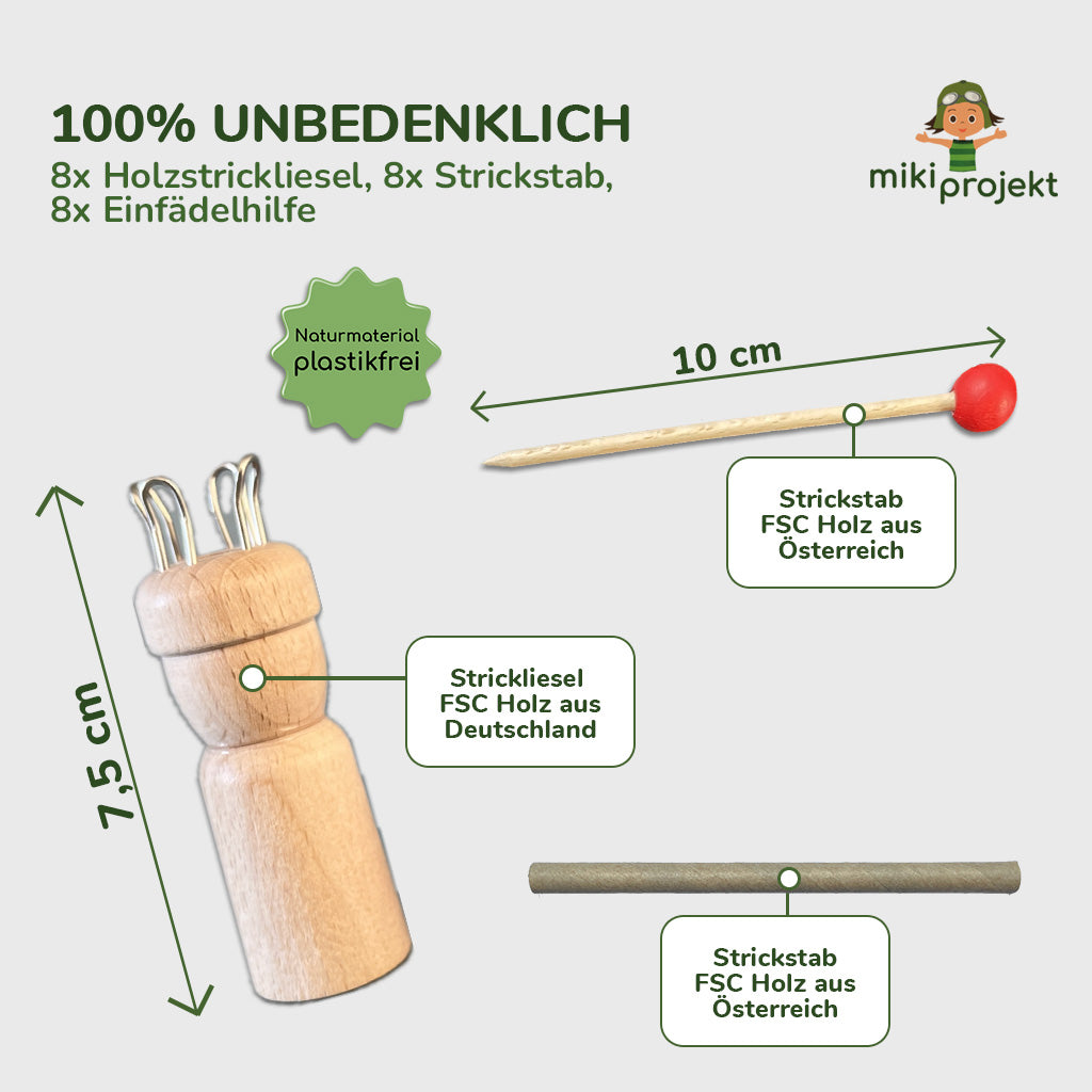 8x extra kleine Strickliesel