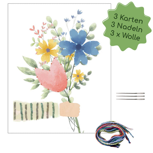 Prickeln und Sticken "Blumen" Karte gestalten 3 Ergänzungsets