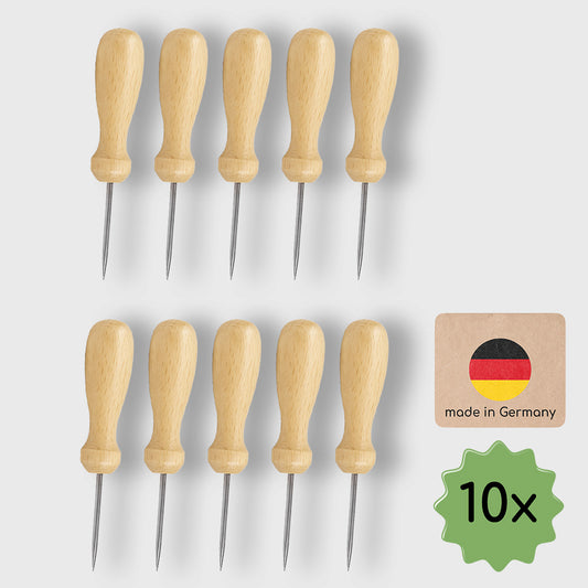 10 Prickelnadeln, ergonomischer Holzgriff