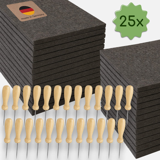 25er Set: 25 Prickelfilze und 25 Prickelnadeln