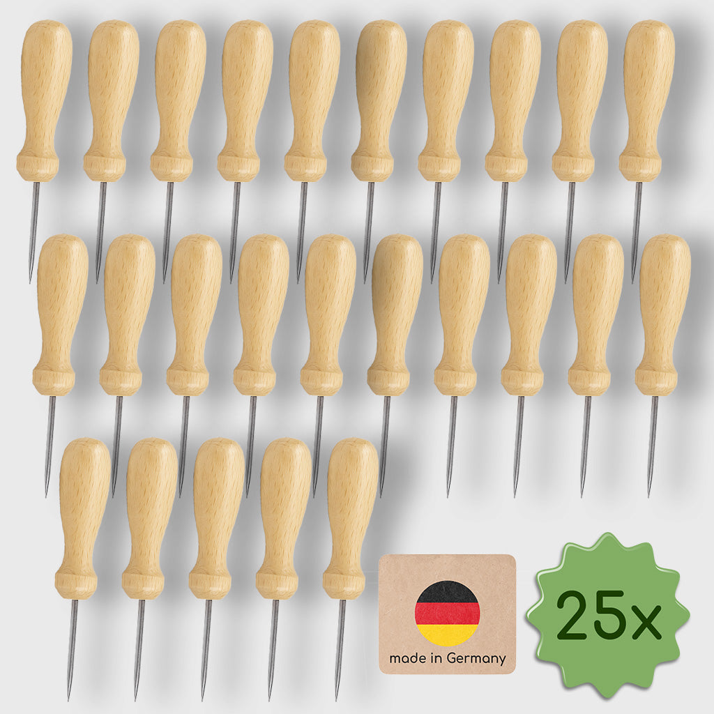 25 Prickelnadeln, ergonomischer Holzgriff