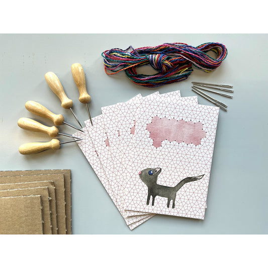 Prick-Stick Set für 5 Personen: Karten gestalten "Katze"