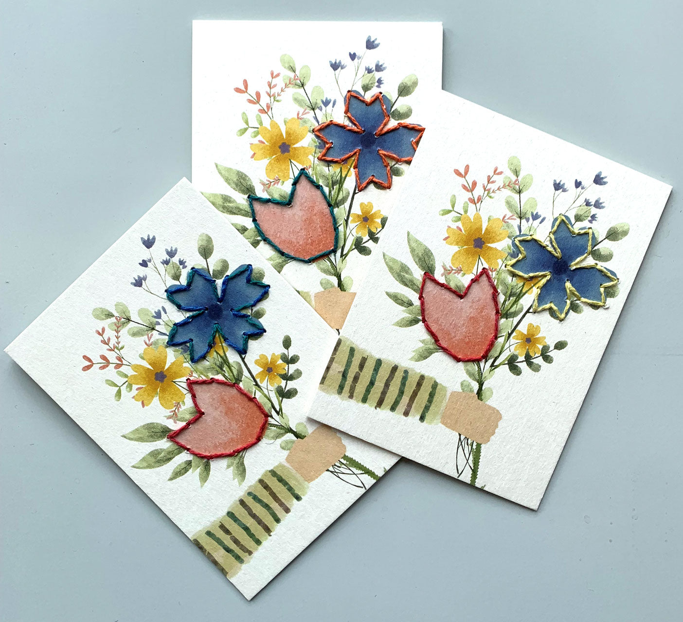 Prick-Stick Set für 5 Personen: Karten gestalten "Blumen"