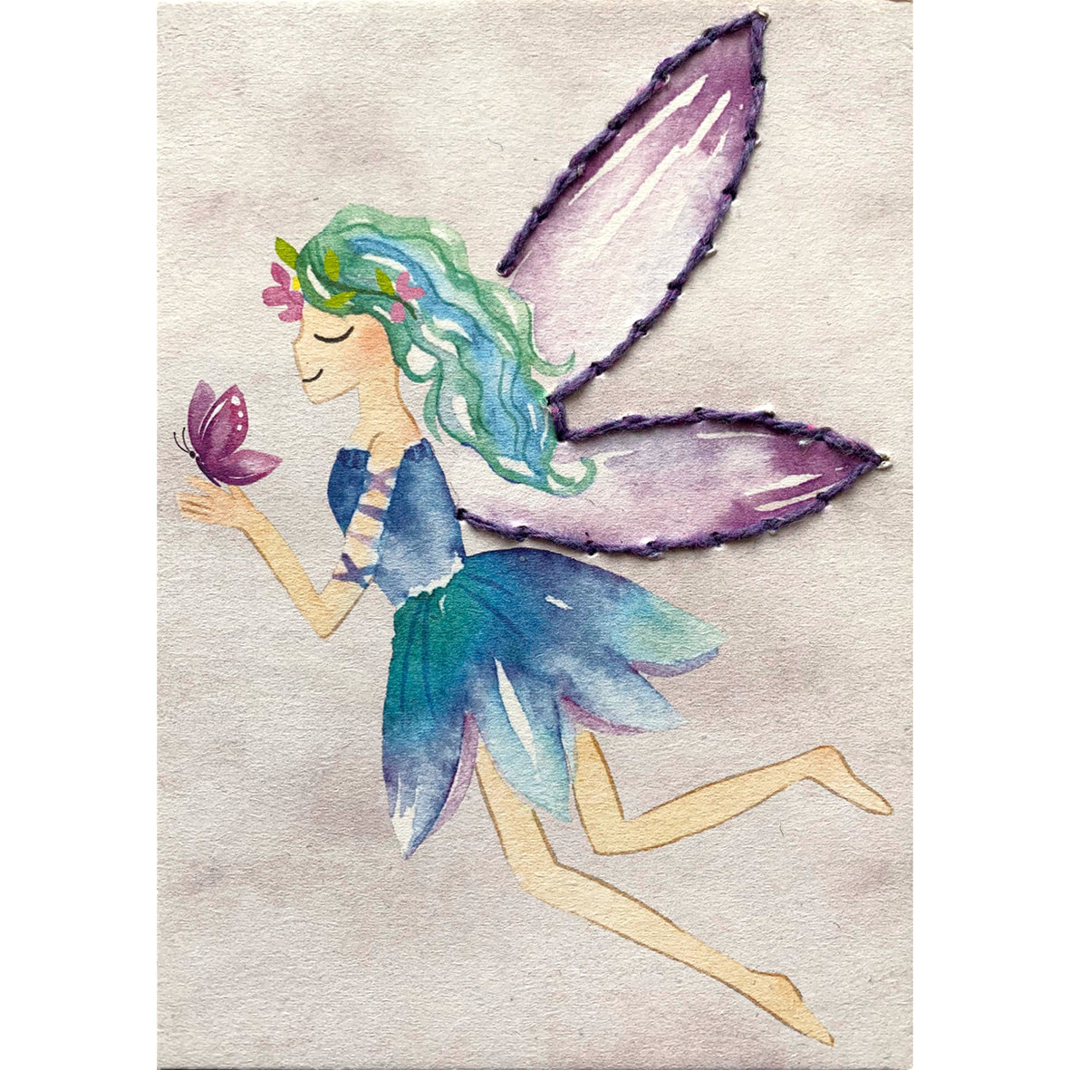 Prick-Stick Set für 5 Personen: Karten gestalten "Fee lila"