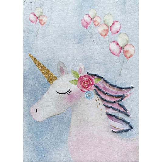 Prick-Stick Set für 5 Personen: Karten gestalten "Einhorn + Ballons"