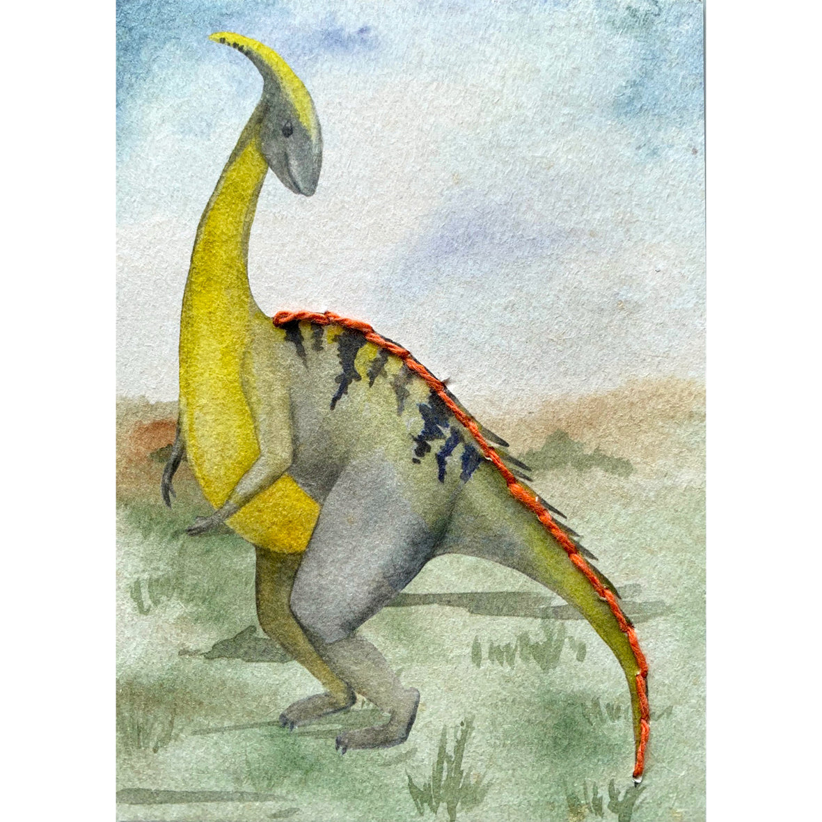 Prick-Stick Set für 5 Personen: Karten gestalten "Dinos gelb"