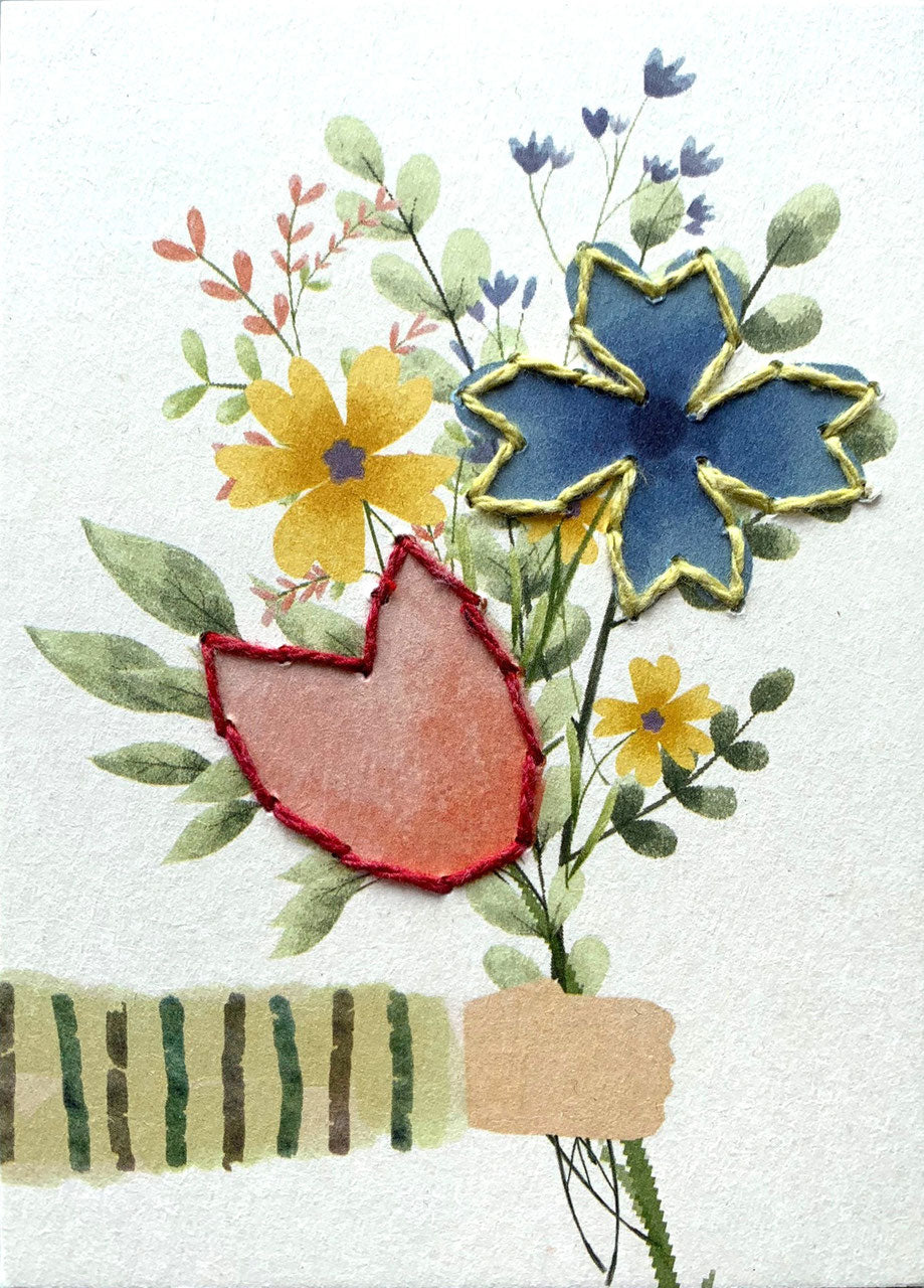 Prick-Stick Set für 5 Personen: Karten gestalten "Blumen"