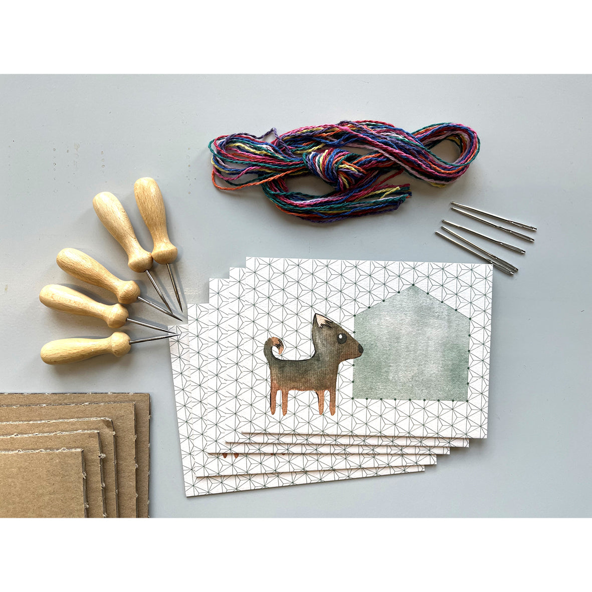 Prick-Stick Set für 5 Personen: Karten gestalten "Hund"