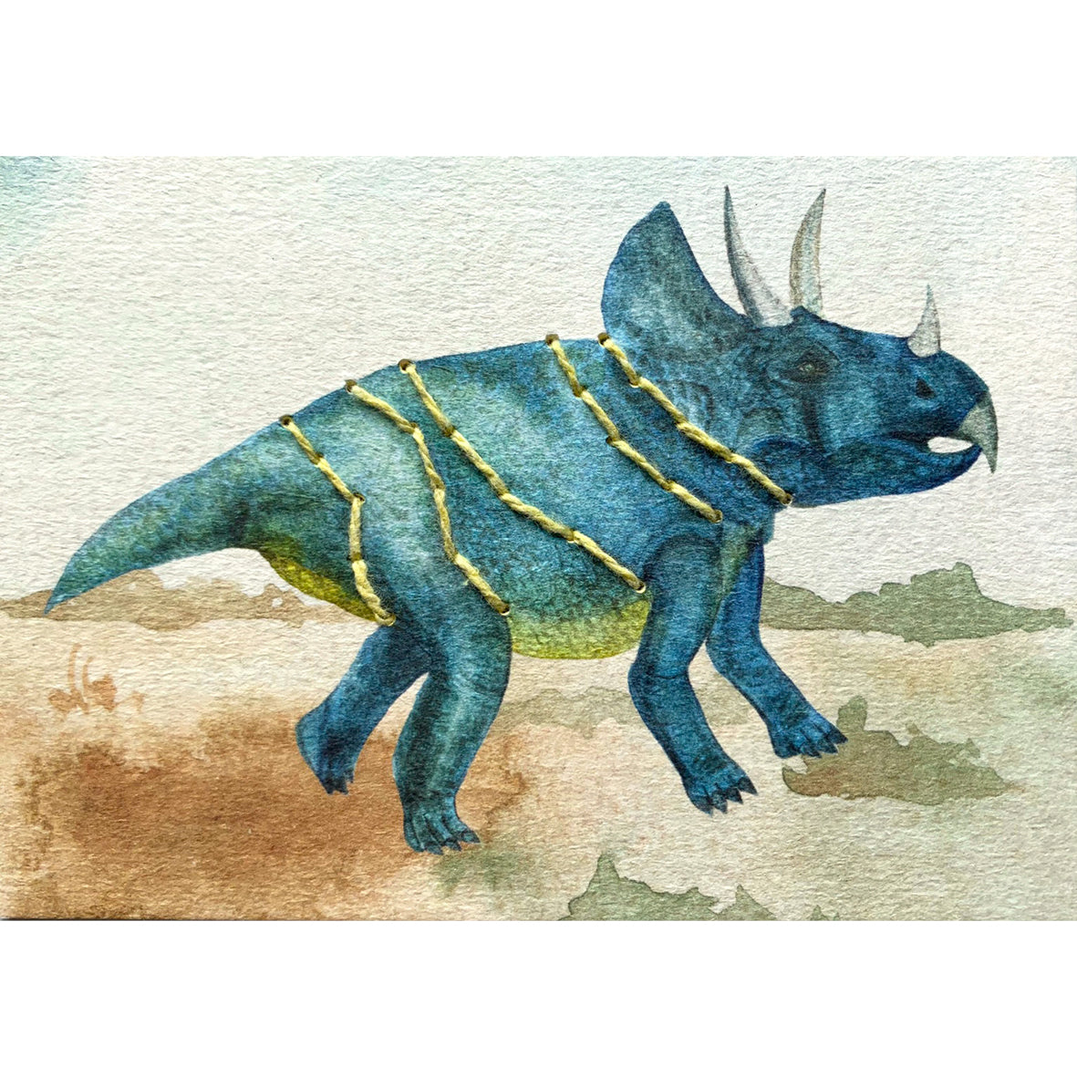 Prick-Stick Set für 5 Personen: Karten gestalten "Dinos blau"