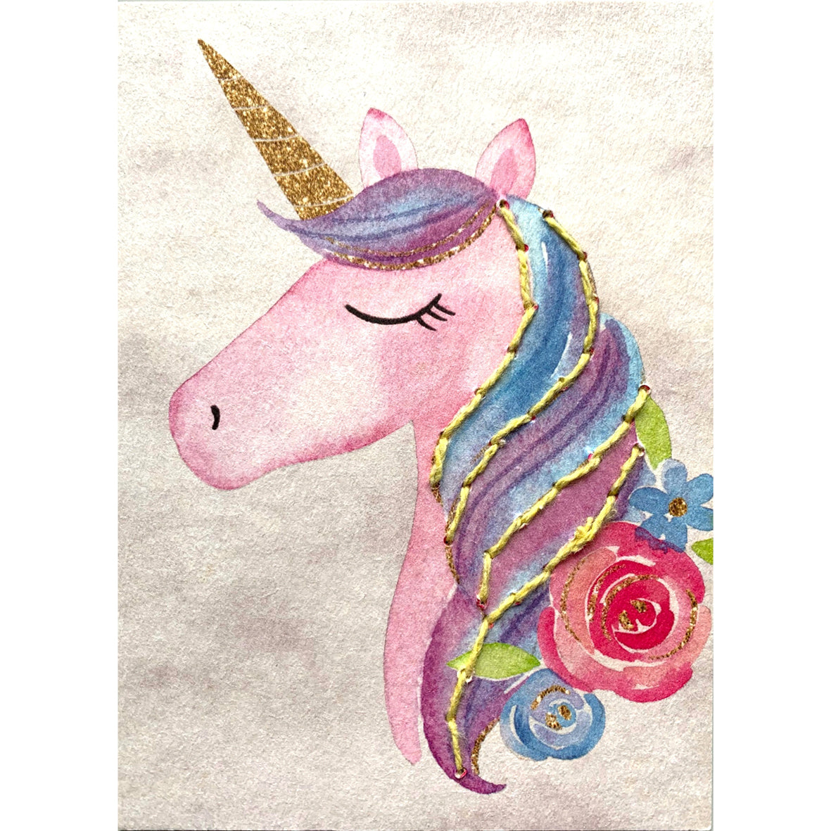 Prick-Stick Set für 5 Personen: Karten gestalten "Einhorn"