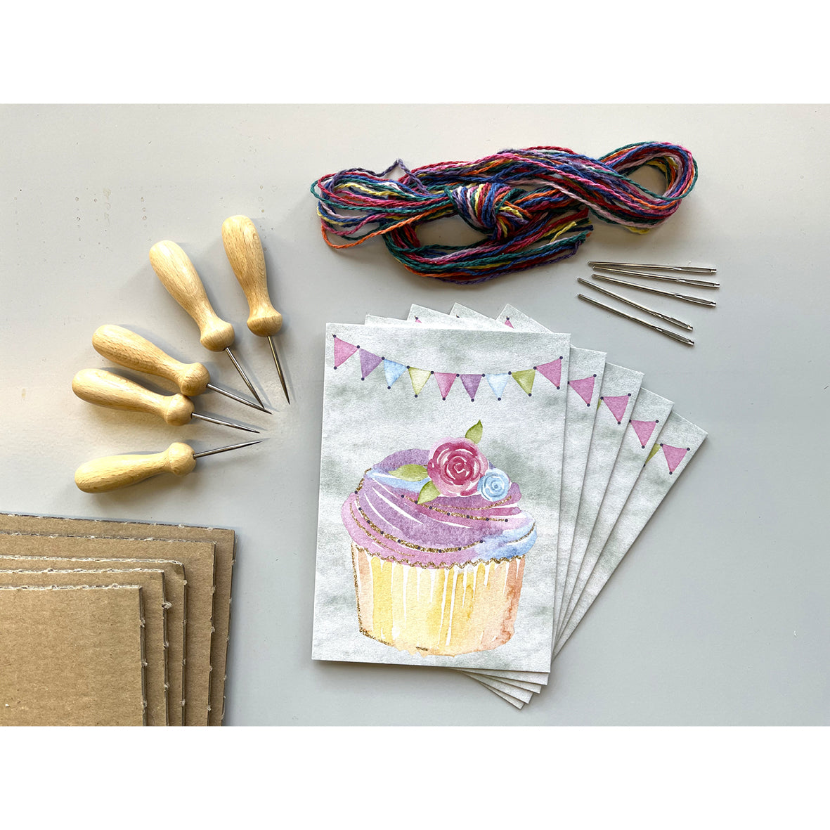 Prick-Stick Set für 5 Personen: Karten gestalten "Cupcake"